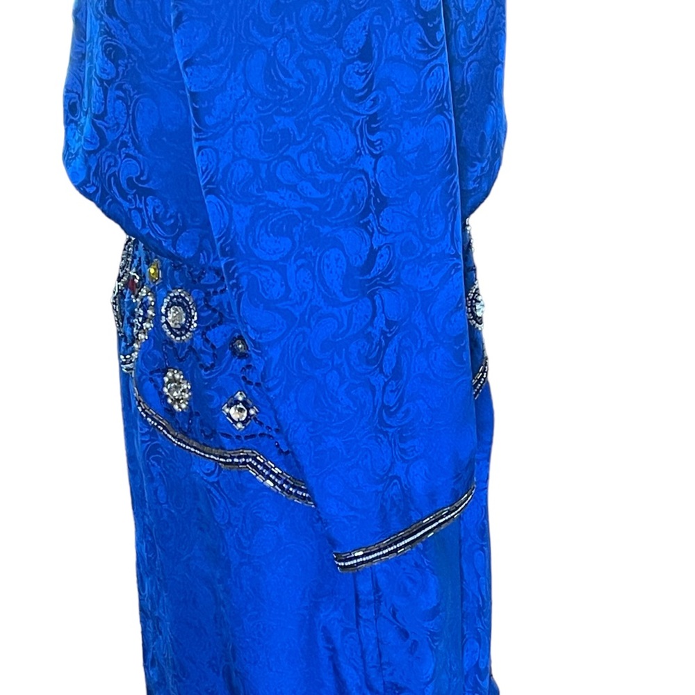 Vintage 80’s D’ore 100% Silk Dress Beautiful Jewels & Beading Women’s Size 14 - Picture 6 of 12